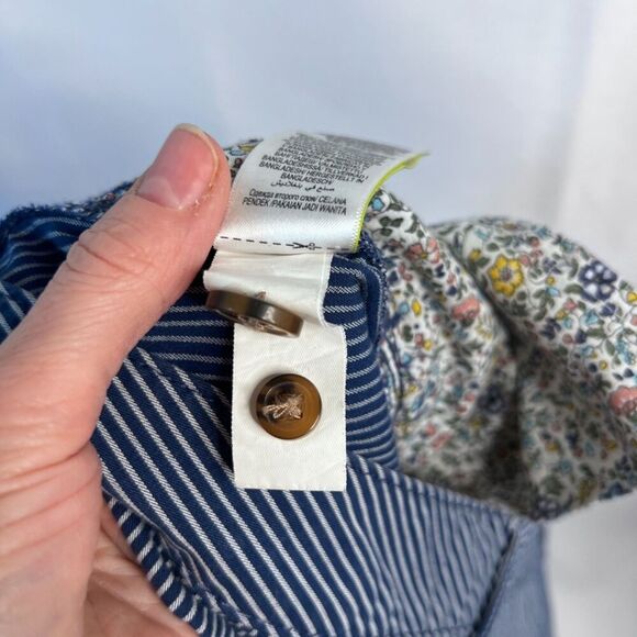 M&S Collection Navy White Striped Bermuda Cotton Casual Shorts Size 14 - Picture 9 of 10